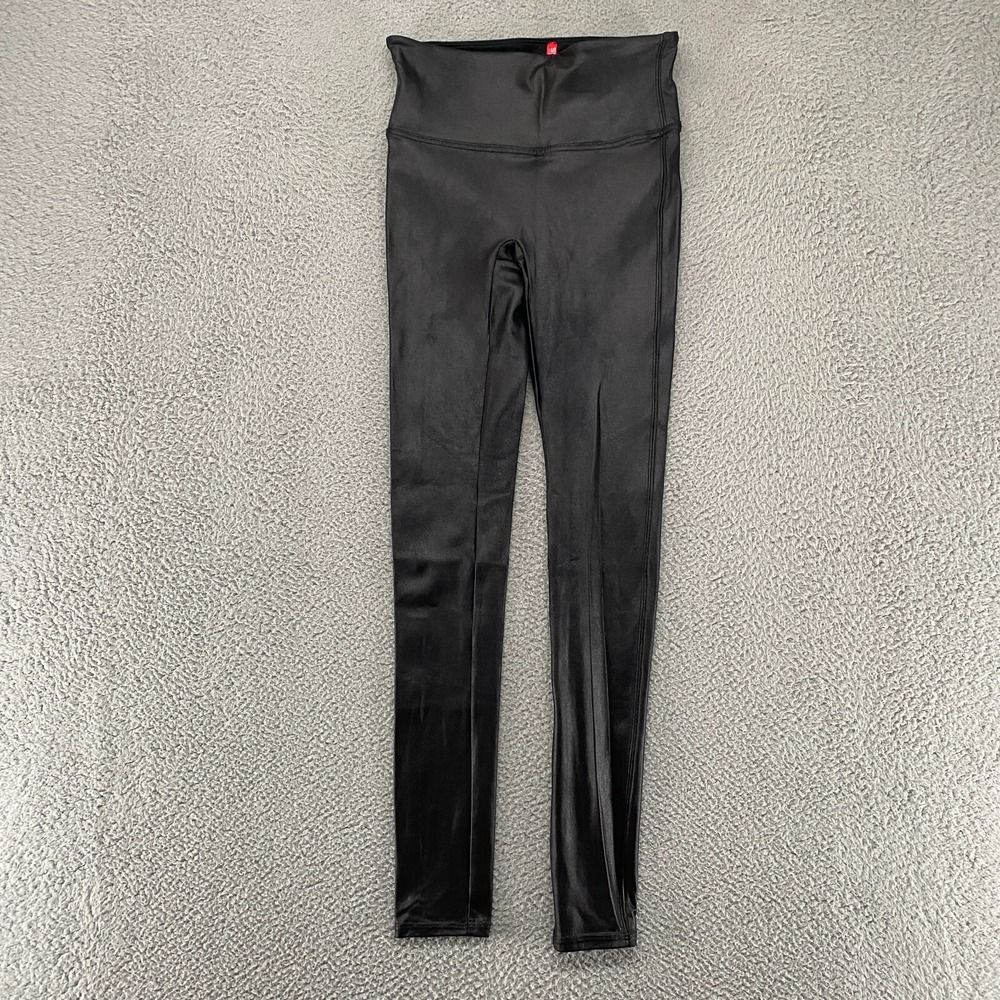 Spanx Leggings Womens Small Faux Leather Shaping Slimming Black Stretchy 28 Inch